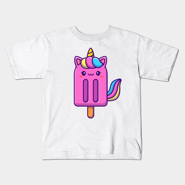 Cute Unicorn Popsicle Kids T-Shirt by Catalyst Labs